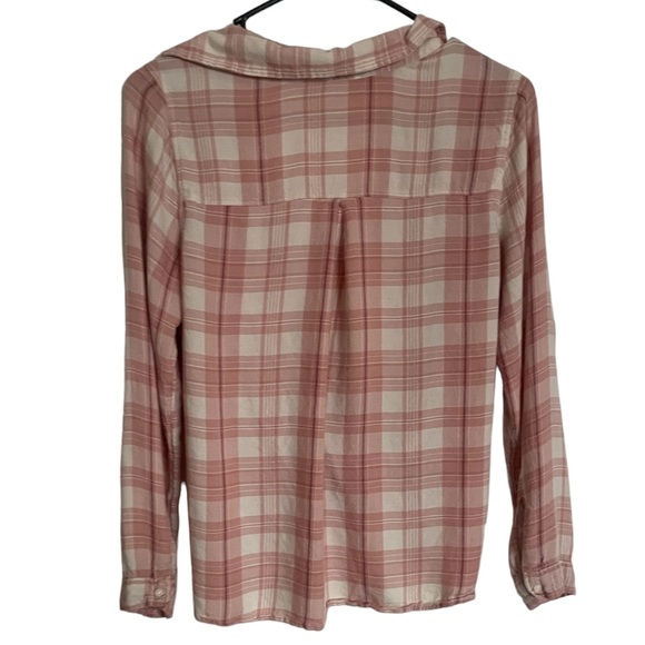Hollister pink plaid wrap blouse long sleeve size M - Picture 3 of 6